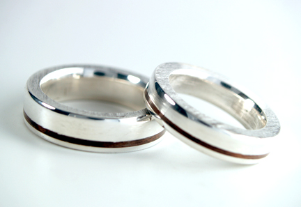 Silver Rosewood Wedding Ring
